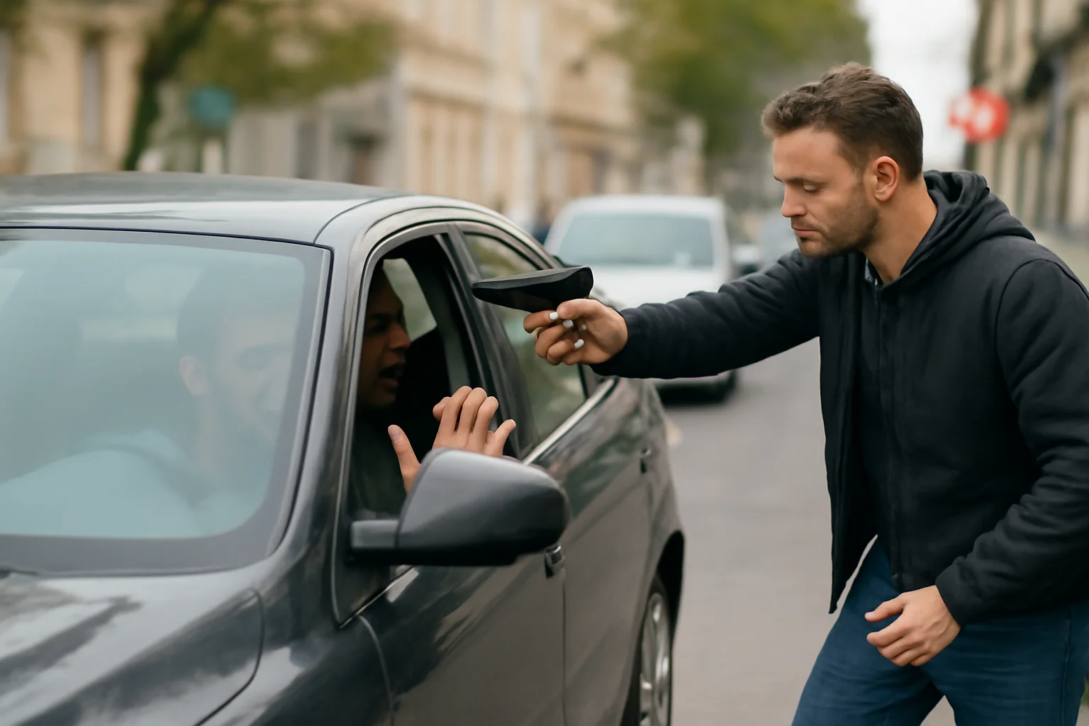 conducător auto intimidat cu armă de foc pe strada Ploiești