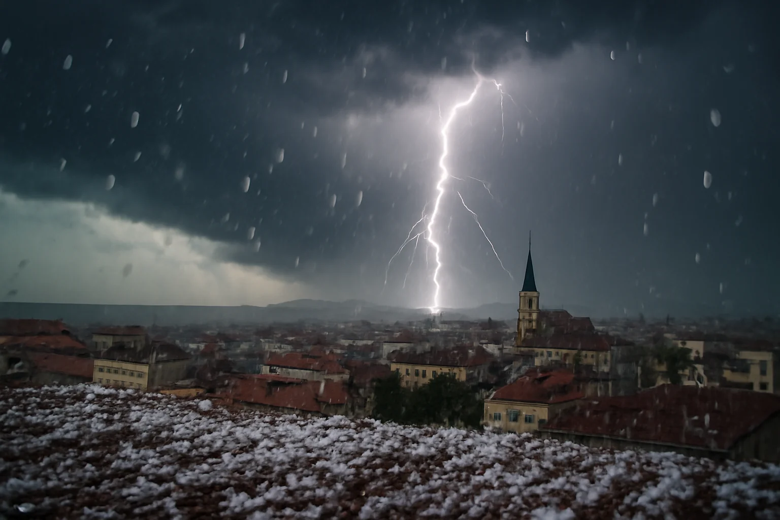  Furtună cu Grindină și Fulger la Cluj-Napoca – Vezi Videoclipul Dramatic!