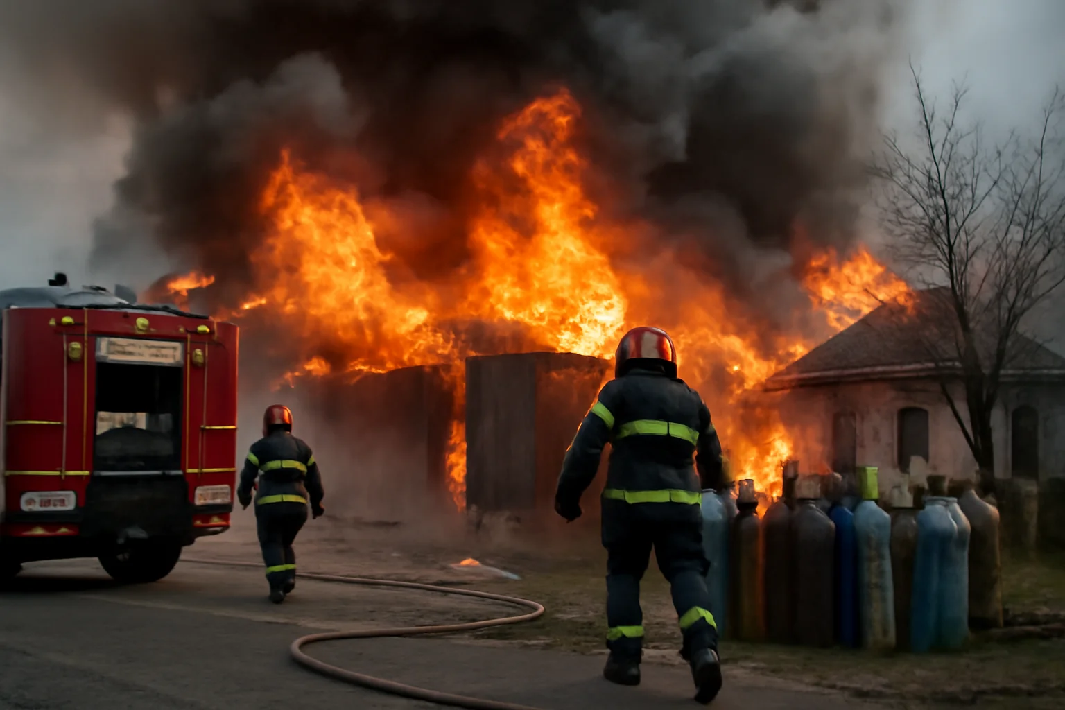 Incendiu devastator la Apahida, vopsitorie și casă în flăcări