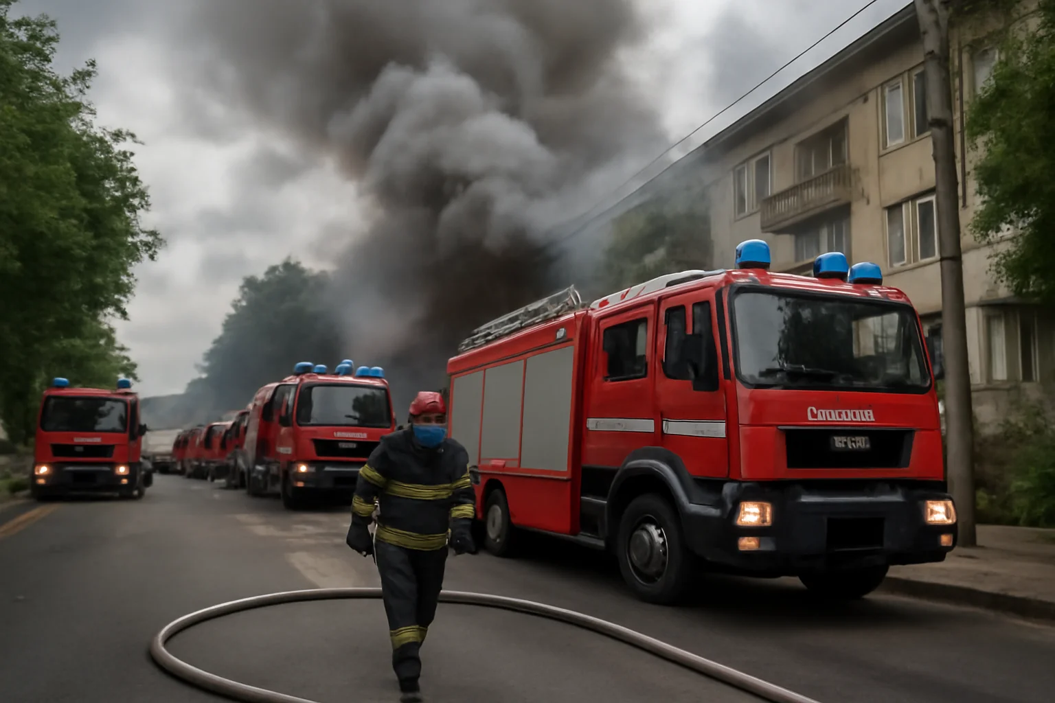 Intervenția rapidă a pompierilor cu 5 autospeciale pe strada Orăștiei