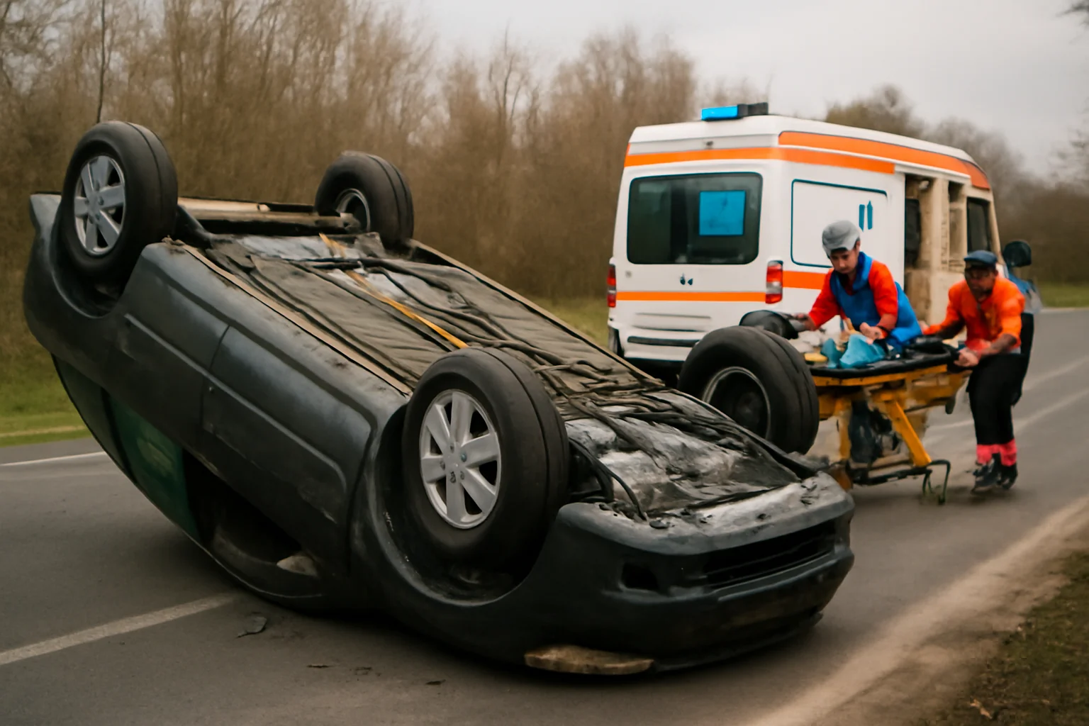  Mașină Răsturnată și Victimă Transportată la Spital! Vezi Detaliile Incidentului!