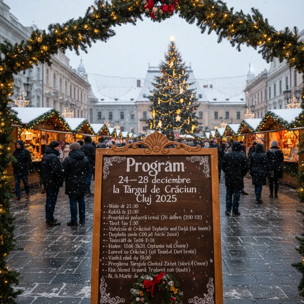 Programul de Crăciun 24–28 decembrie 2025 în Piața centrală din Cluj-Napoca