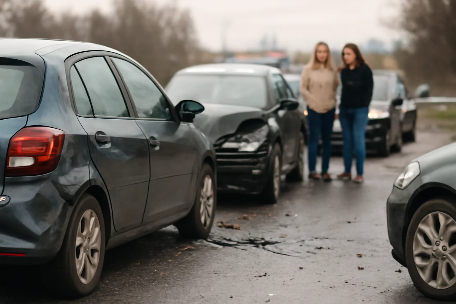 Accident rutier în lanț la Turda, aproape de Cluj-Napoca: cinci mașini implicate, două femei rănite
