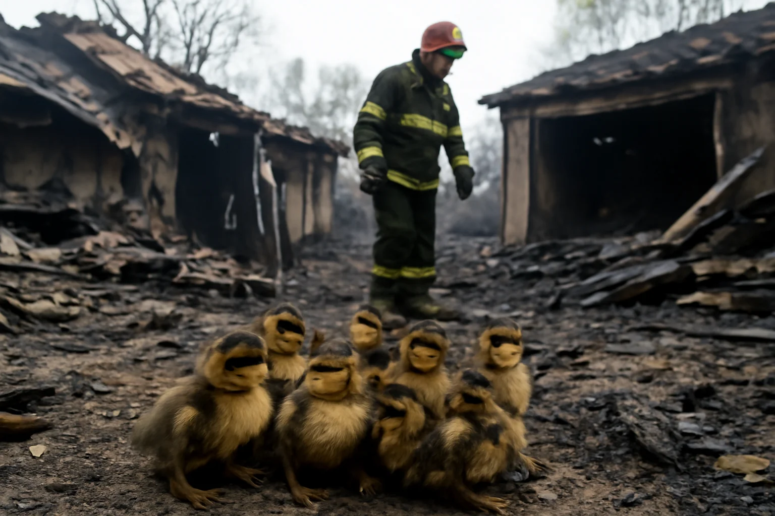anexa și garajul distruse, 9 pui de rață salvați de pompieri eroici!