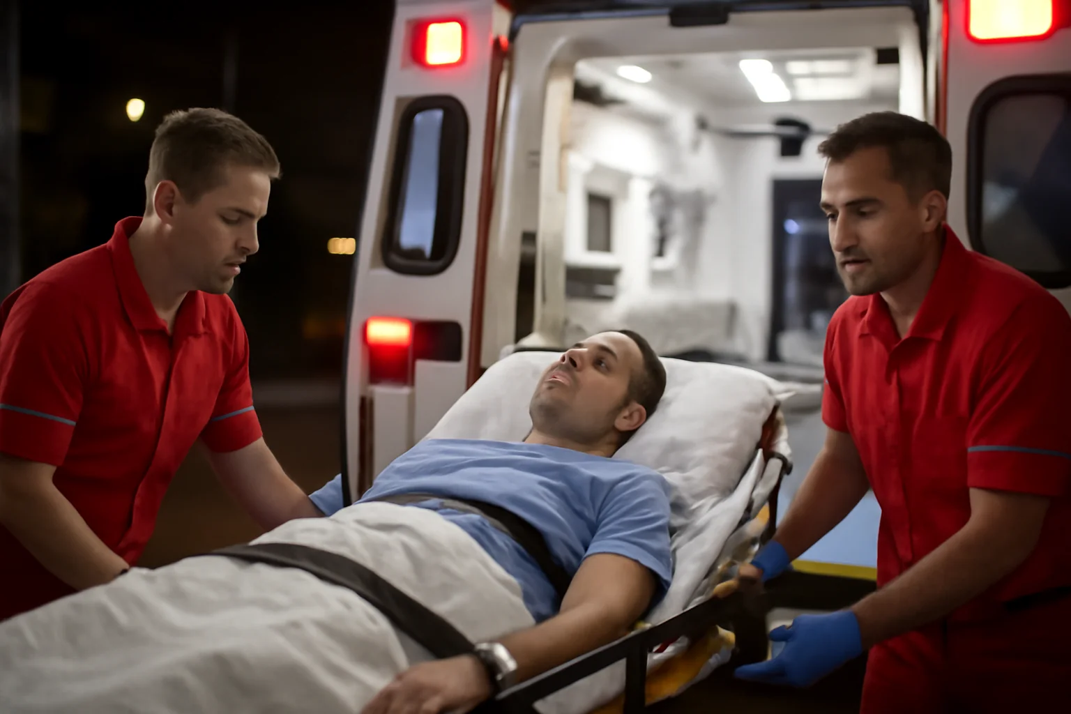 Doi Bărbați Transportați de Ambulanță în Urgență Sâmbătă Seară
