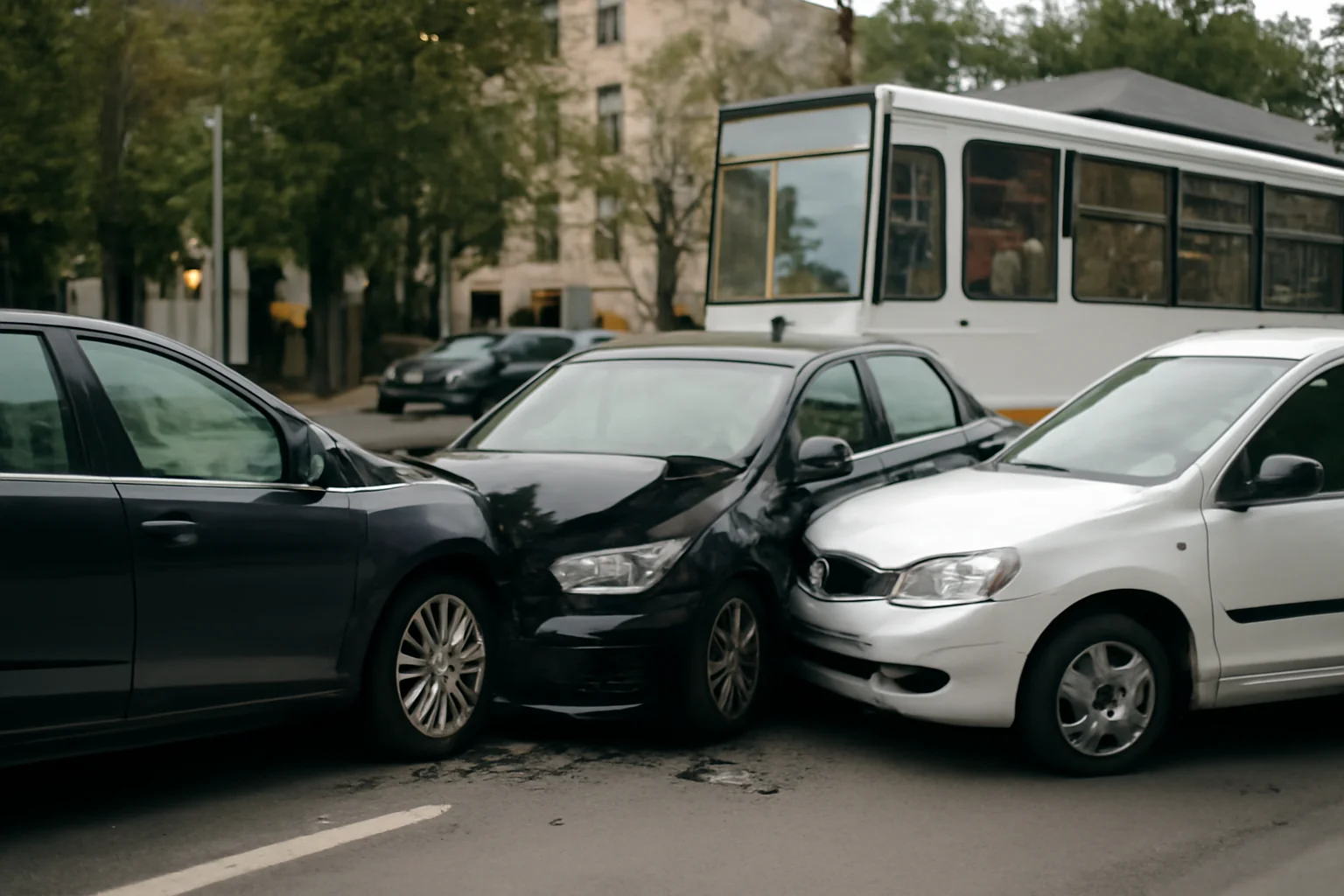 FOTO. Coliziune în lanț cu trei autoturisme în Mănăștur, circulația și mijloacele de transport în comun paralizate