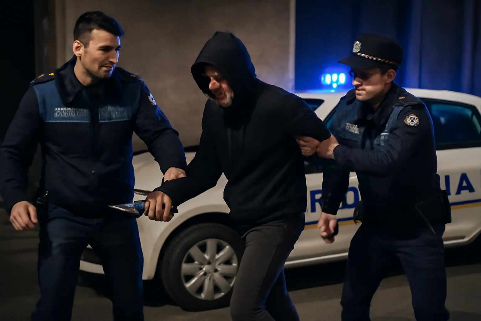 Polițiști amenințați cu cuțitul, agresorul reținut pentru ultraj! Află detalii în dosarul Parchetului Cluj-Napoca.