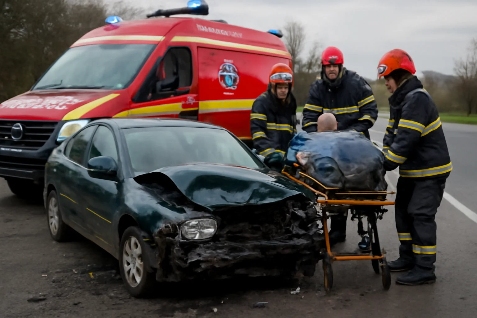 Șoferul, transportat de urgență la spital după accidentul rutier. Află detaliile intervenției pompierilor din Dej!
