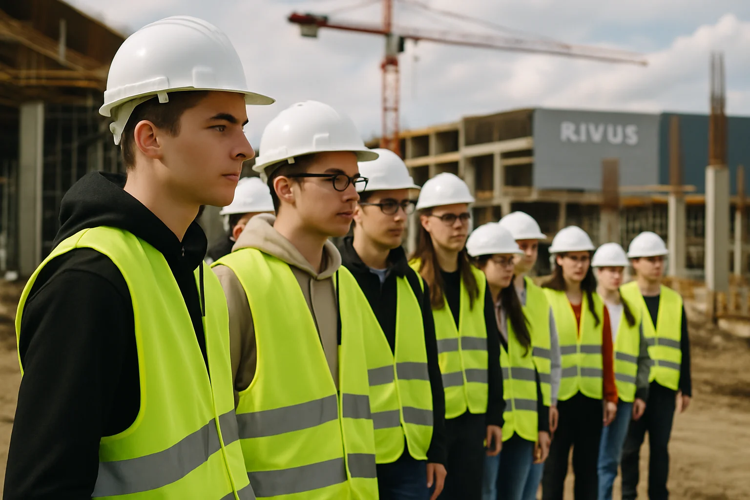Studenți și elevi din Cluj în vizită de studiu pe șantierul mall-ului RIVUS, pregătindu-se pentru cariere în construcții