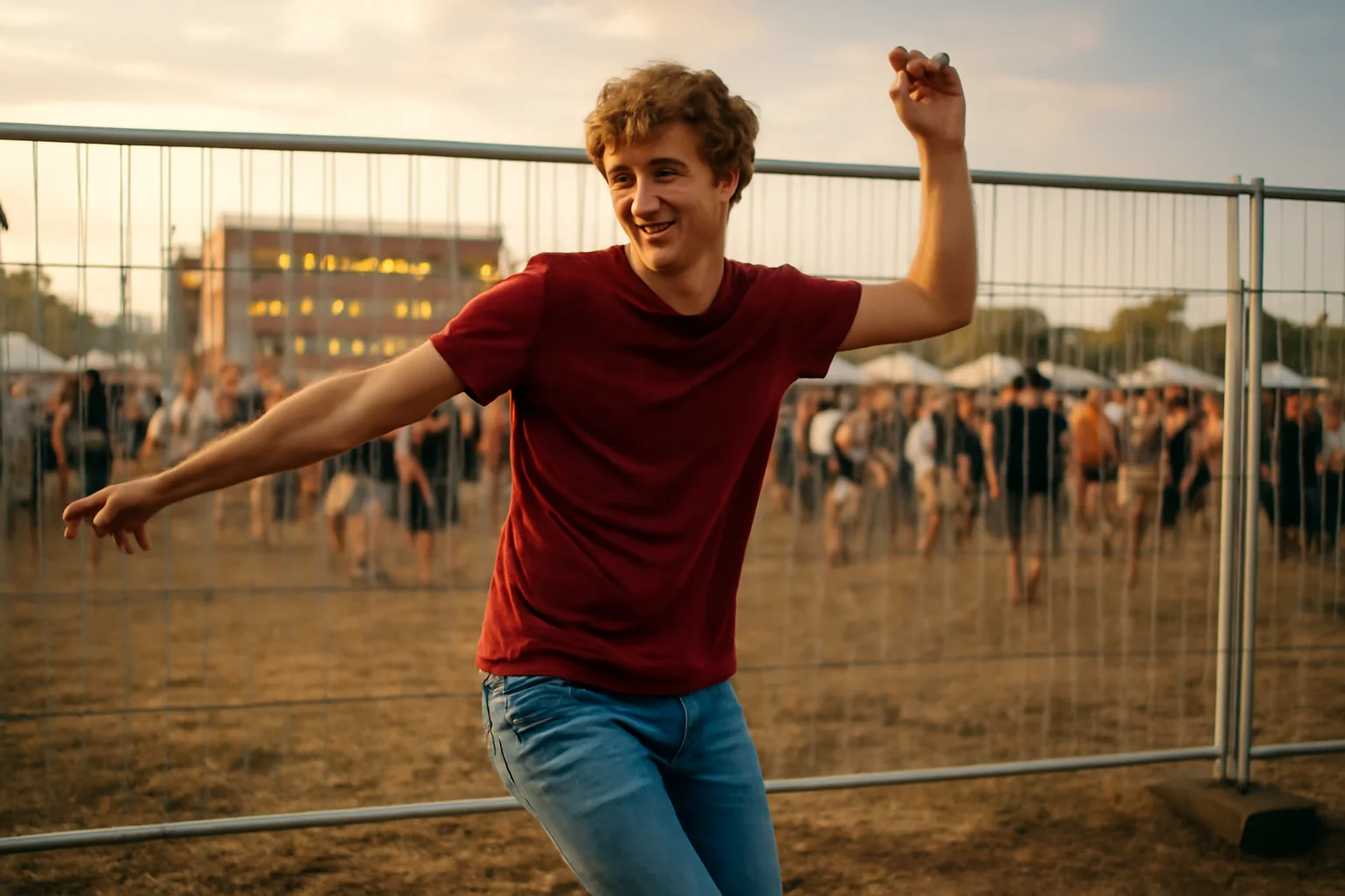 Tânăr fără bilet dansează liber lângă gardul festivalului – O poveste despre bucurie și realități neștiute