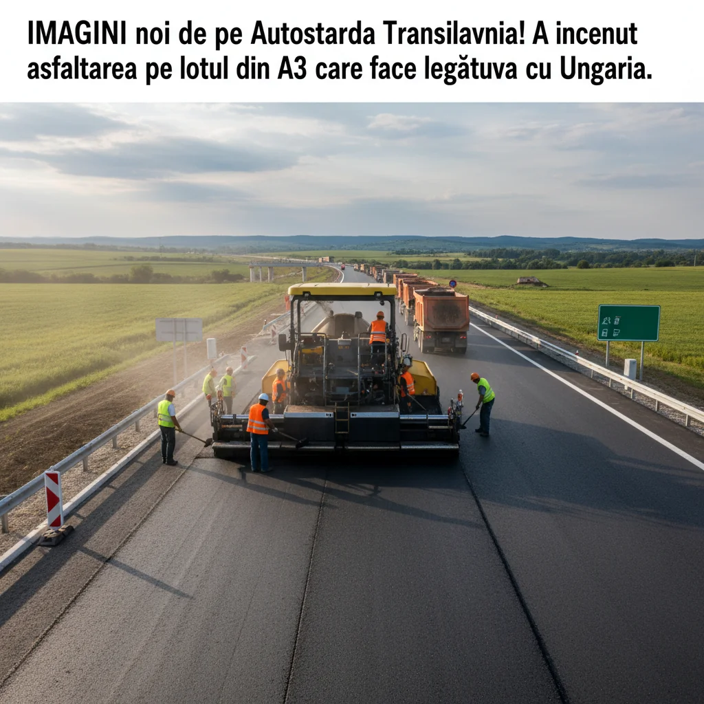 a început asfaltarea lotului A3 către granița cu Ungaria