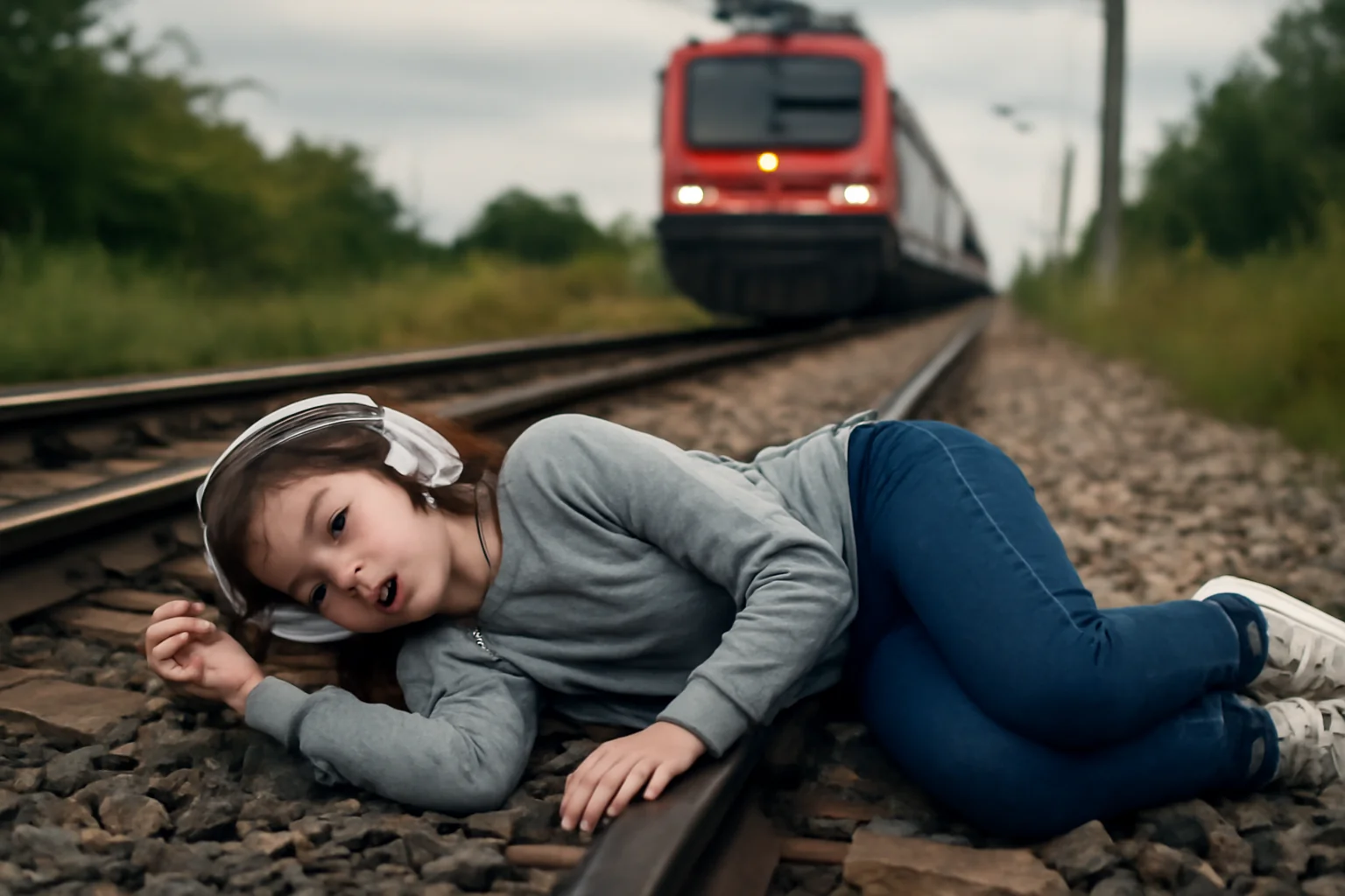 Adolescentă ascultând muzică în căști, lovită de tren la trecerea șinelor.