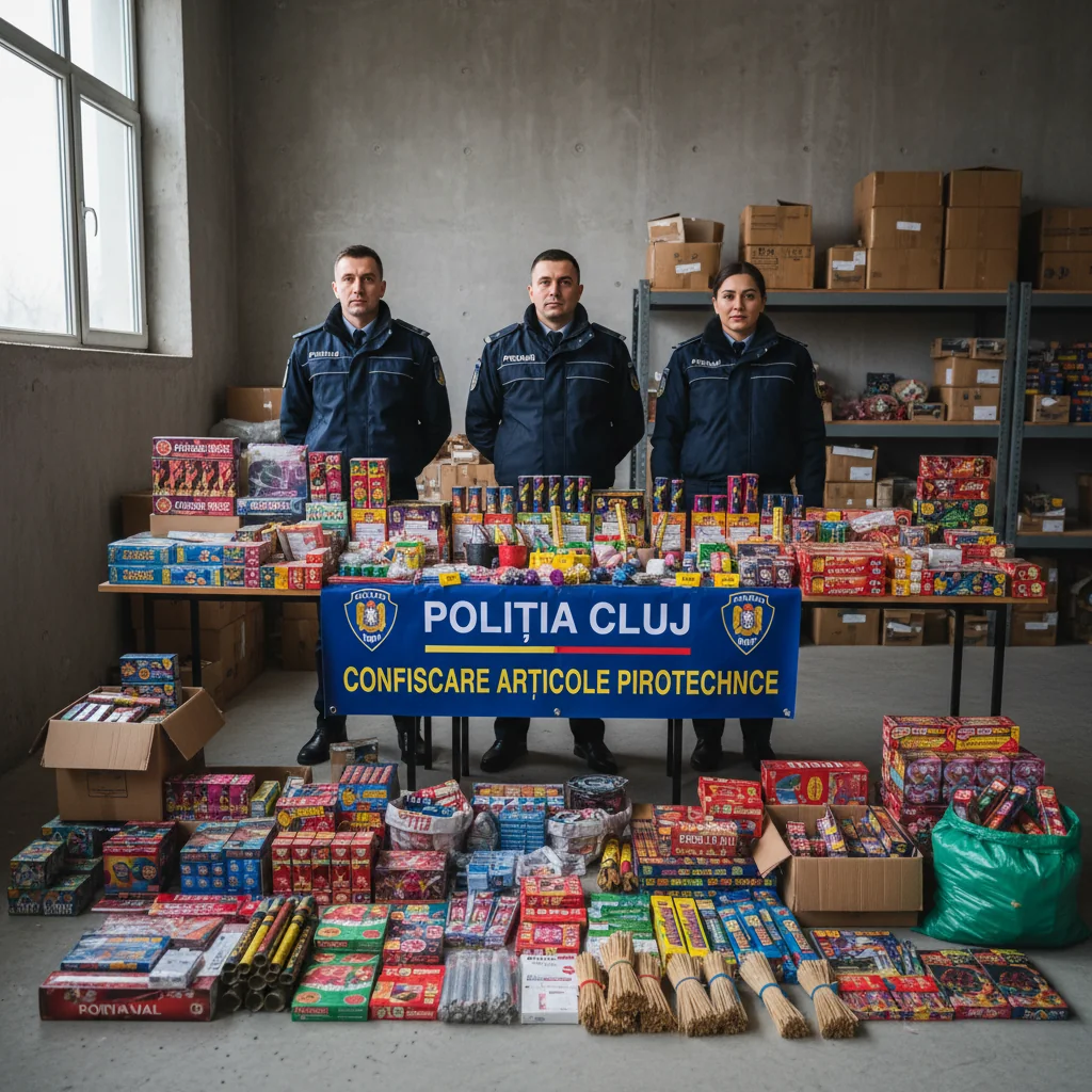 Aproape 100 kg de articole pirotehnice confiscate la Cluj-Napoca în seara de Revelion