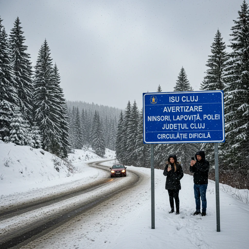Avertizare meteo la Cluj-Napoca: ISU Cluj anunță ninsori, lapoviță și risc de polei în județ