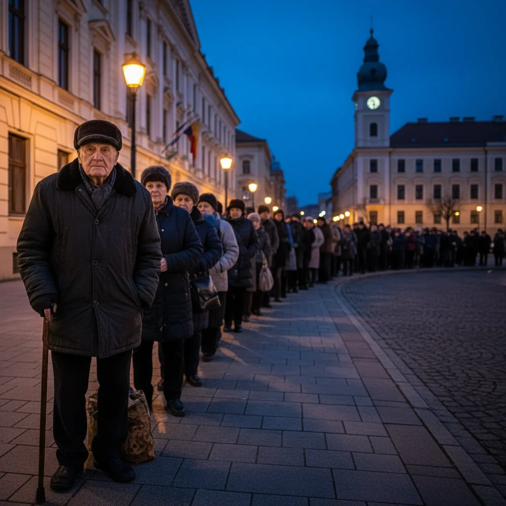 Bărbat de 81 de ani, la coadă la taxe în Cluj-Napoca încă de la ora 5:00, în prima zi de plată a impozitelor