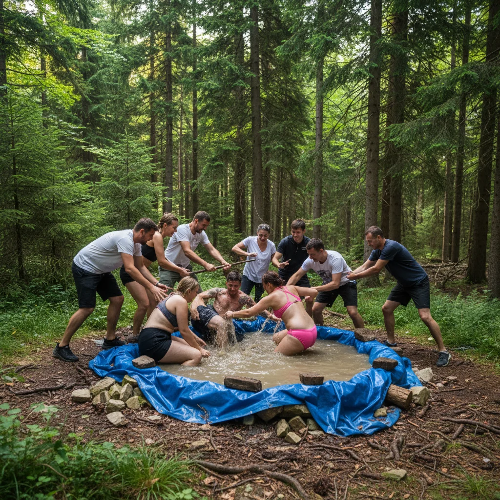 Bătaie pentru o piscină din pădure
