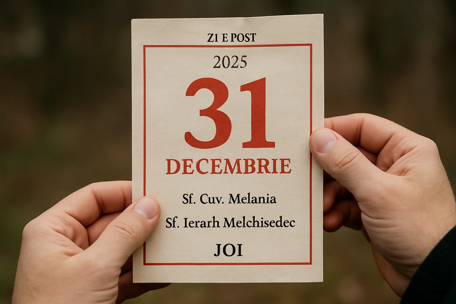 Calendar ortodox – 31 decembrie 2025