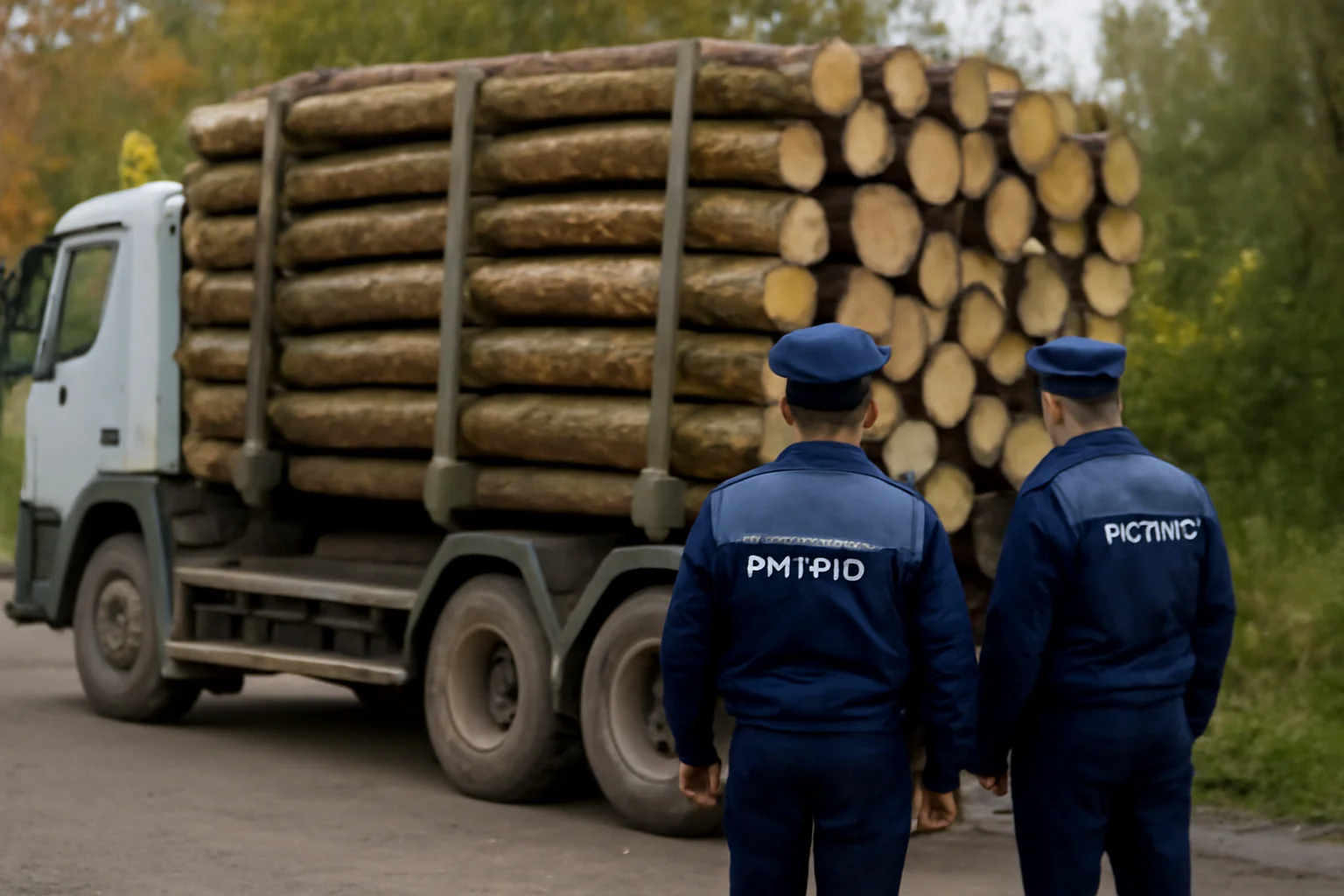 Camion cu lemne confiscat de polițiștii din Huedin