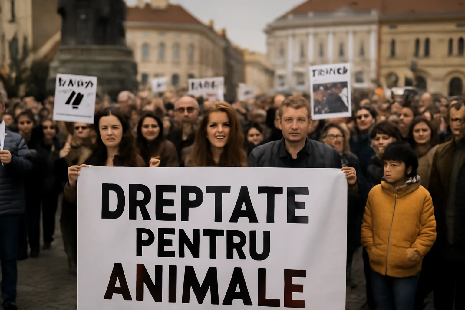 Clujeni mobilizați în Piața Unirii pentru drepturile animalelor, după controversele privind eutanasierea câinilor la Suraia