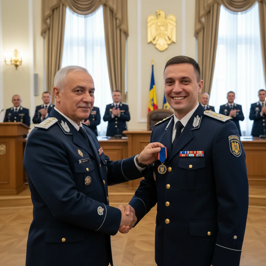 Clujul laudă Comisarul-șef Ionuț Podar de la Serviciul Permise și Înmatriculări, decorat cu Emblema de Onoare a MAI