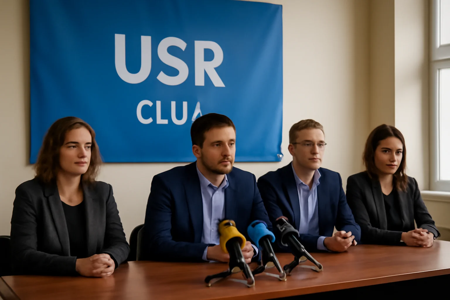 Conferință de presă USR Cluj cu participarea ministrului Economiei, la Cluj-Napoca