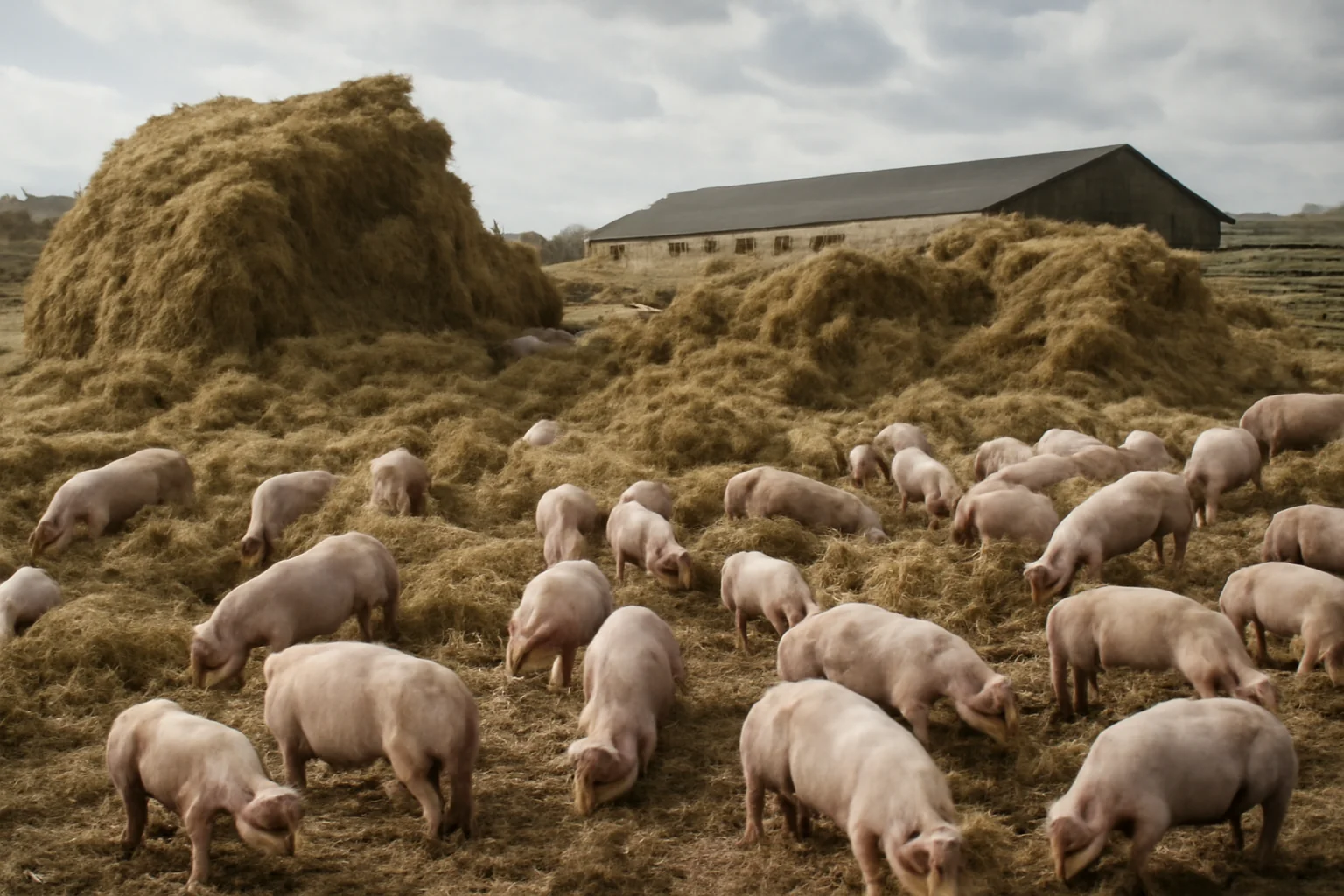 două tone de fân distruse, zeci de porci salvați