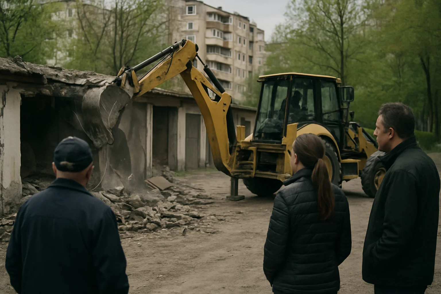 Garaje demolate pentru parcări și spații verzi noi