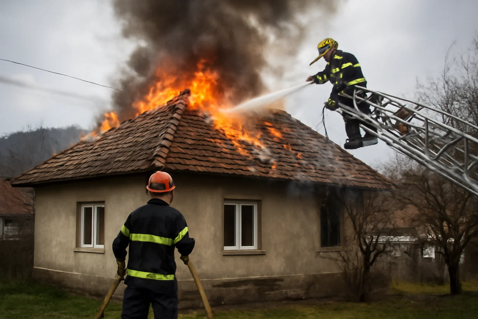 Incendiu la acoperișul unei case din Săvădisla, gestionat de pompieri în județul Cluj