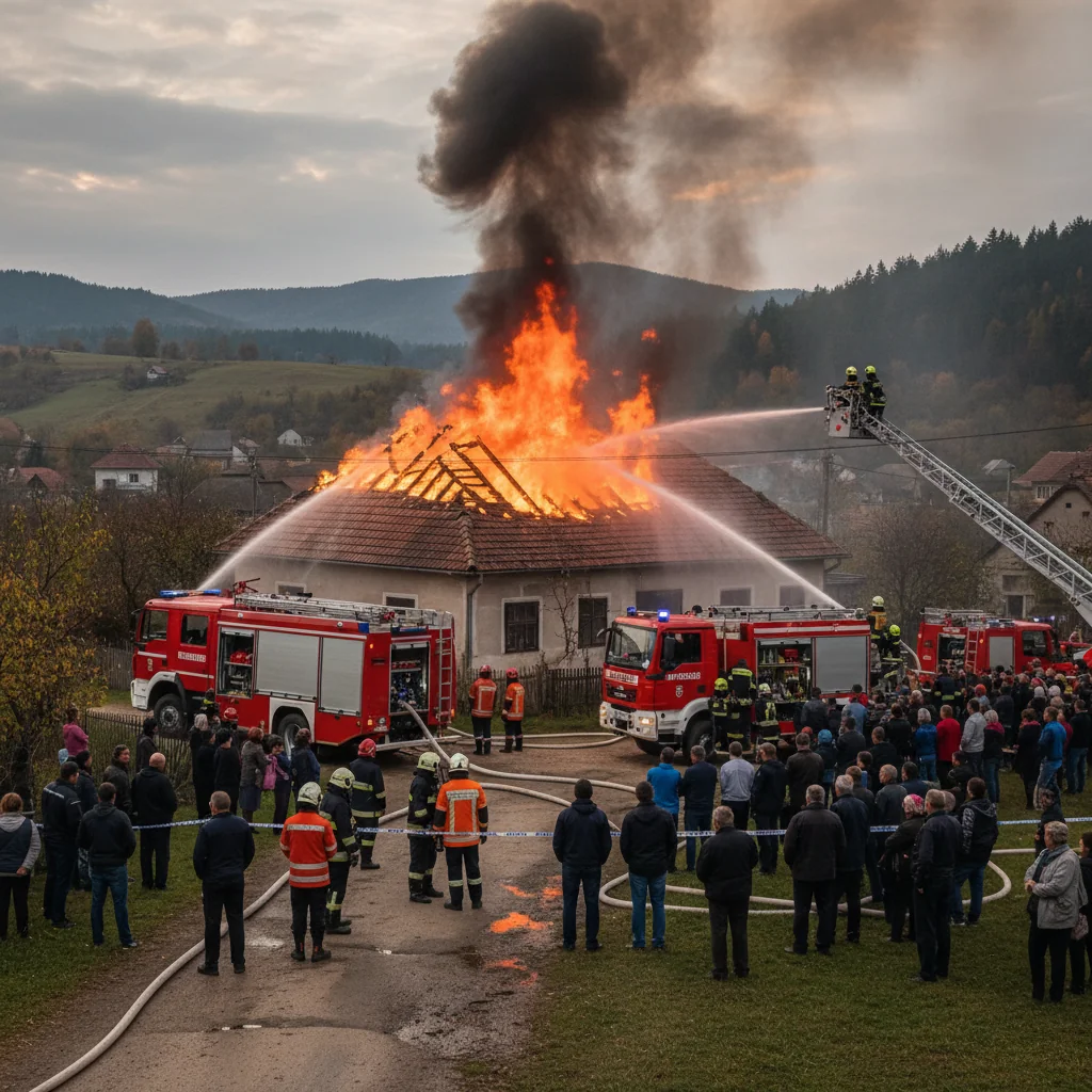 Incendiu la o locuință din Poșaga, intervenție de noapte a pompierilor din Cluj-Napoca
