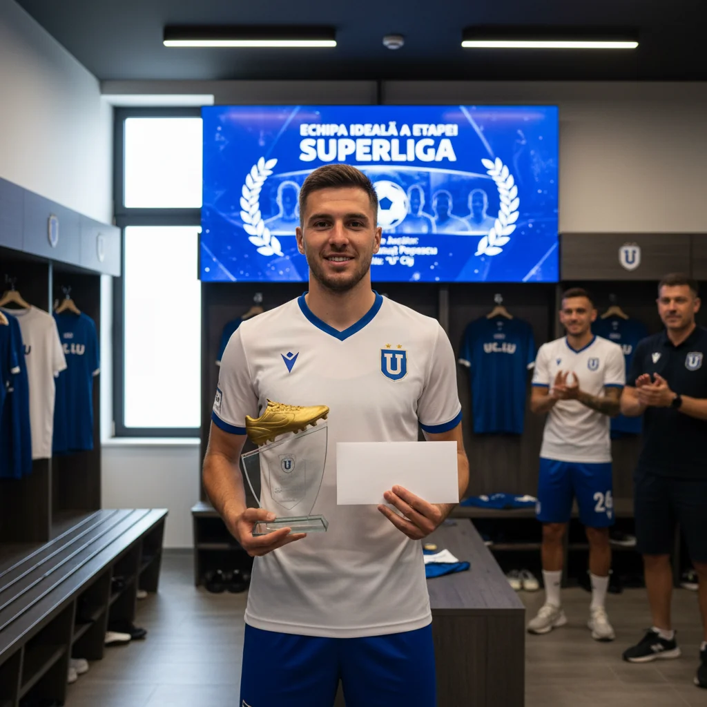 Jucătorul de la U Cluj, selecționat în echipa ideală a etapei din Superliga României