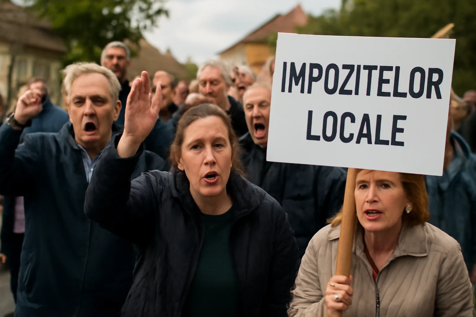 Locuitorii din Baciu protestează față de majorarea impozitelor locale, lângă Cluj-Napoca