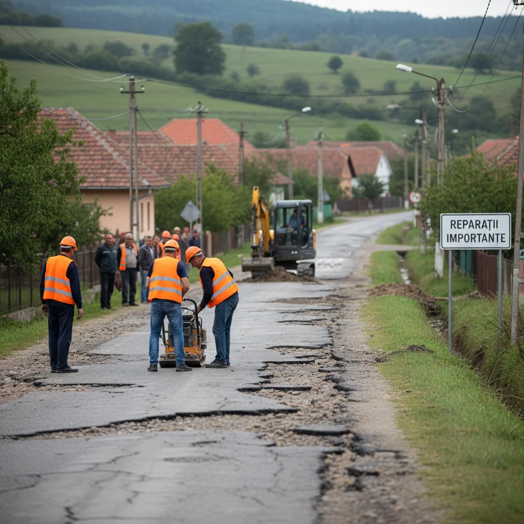 Lucrări de reparații majore pe drumurile din comuna clujeană afectate de vremea severă