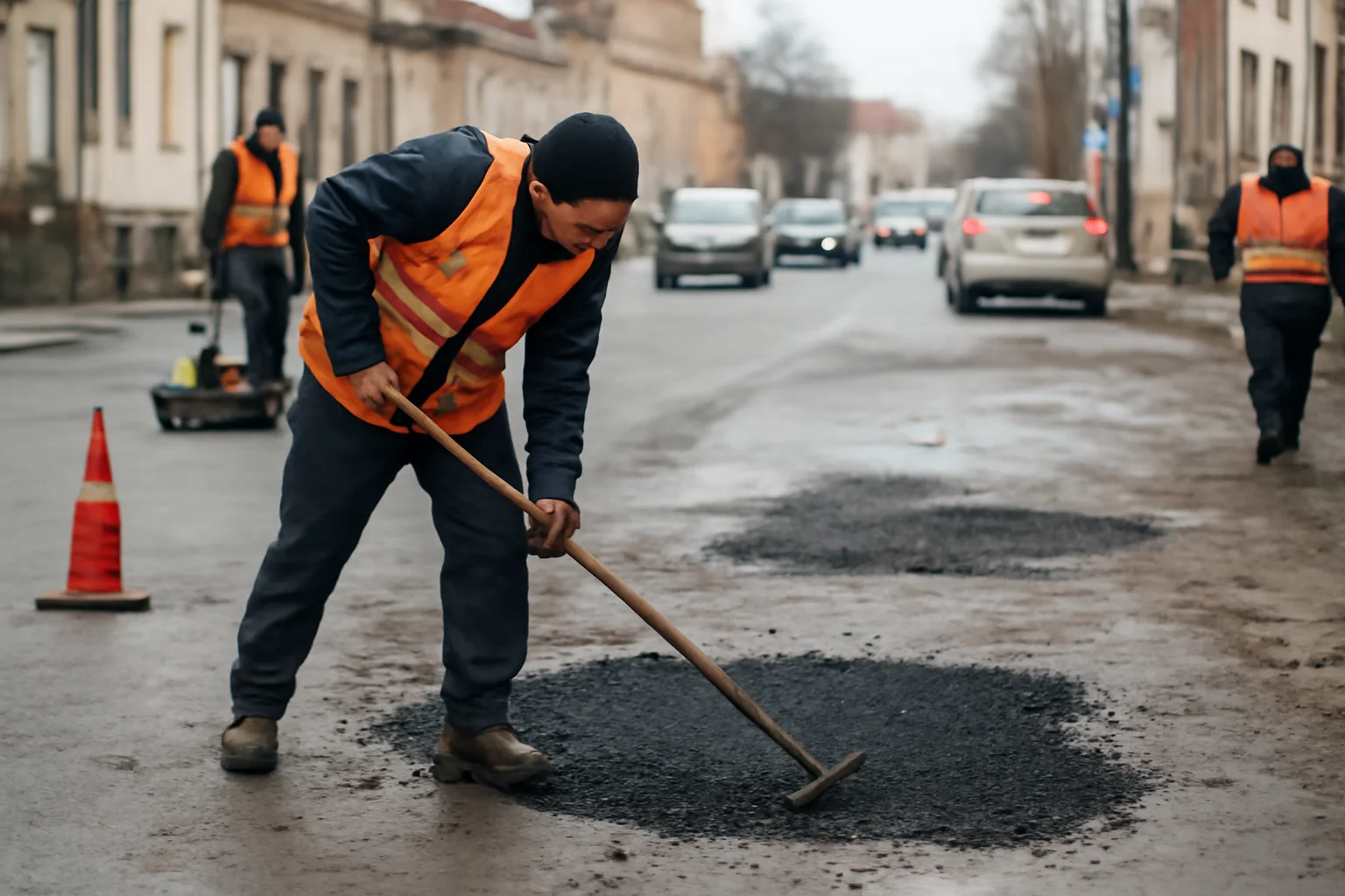 Lucrări provizorii de reparații pe străzile din Cluj-Napoca după topirea zăpezii