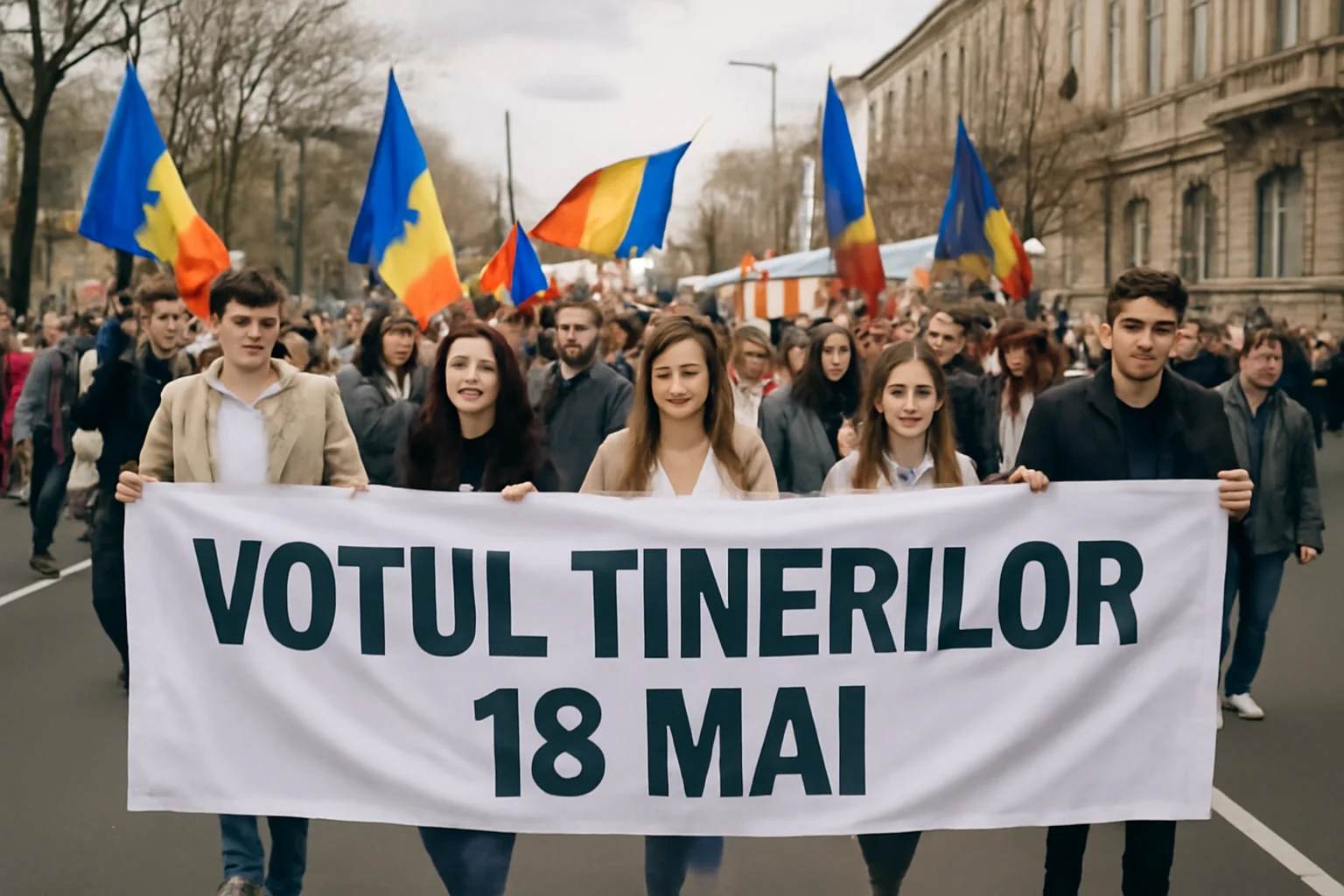 Marșul OSUBB pentru a încuraja votul tinerilor la alegerile din 18 mai