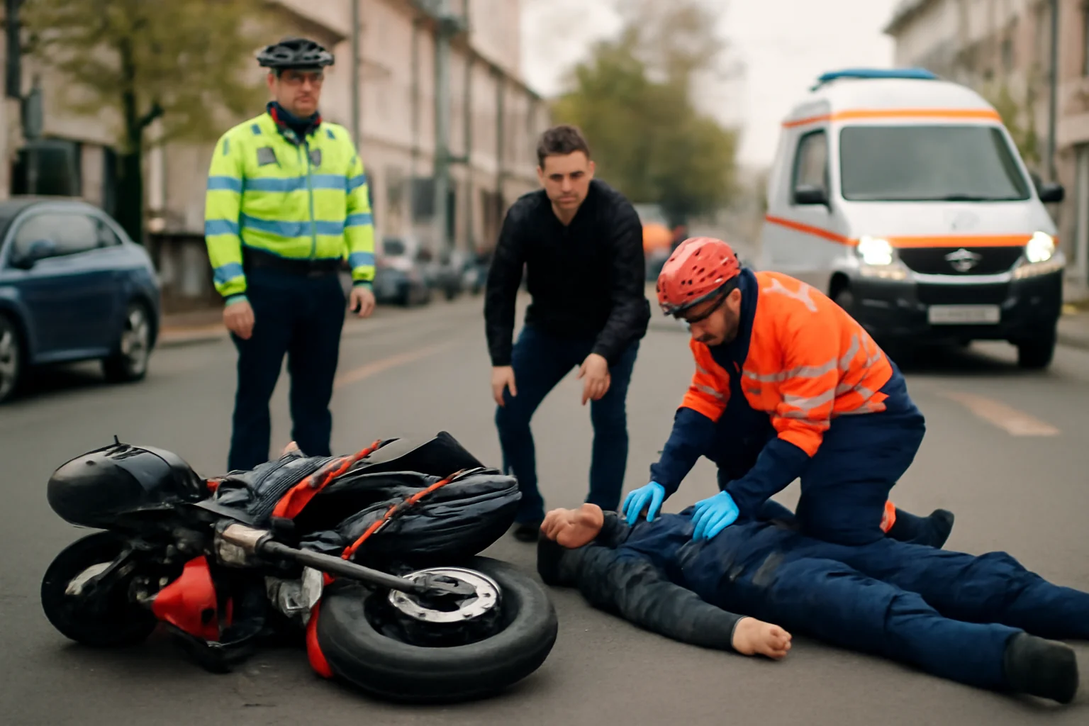 Motociclist rănit într-un accident pe strada Fabricii din Cluj-Napoca, în dimineața zilei de sâmbătă