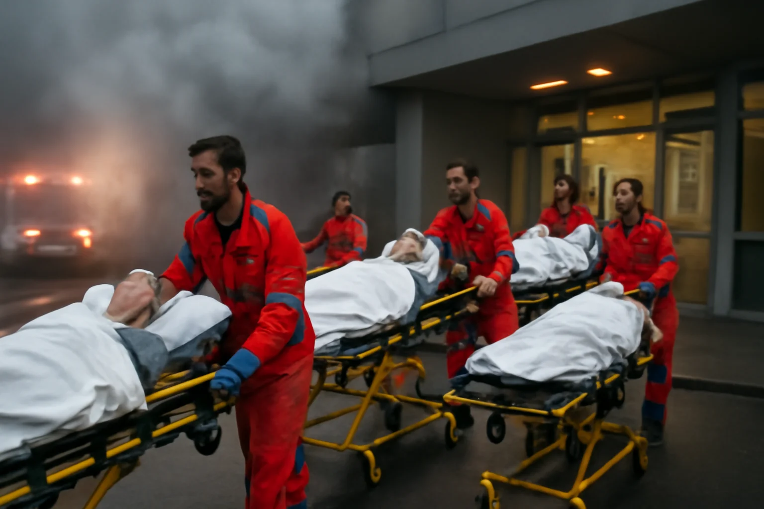 Patru Pacienți Transportați de Urgență la Spital după Degajarea de Fum