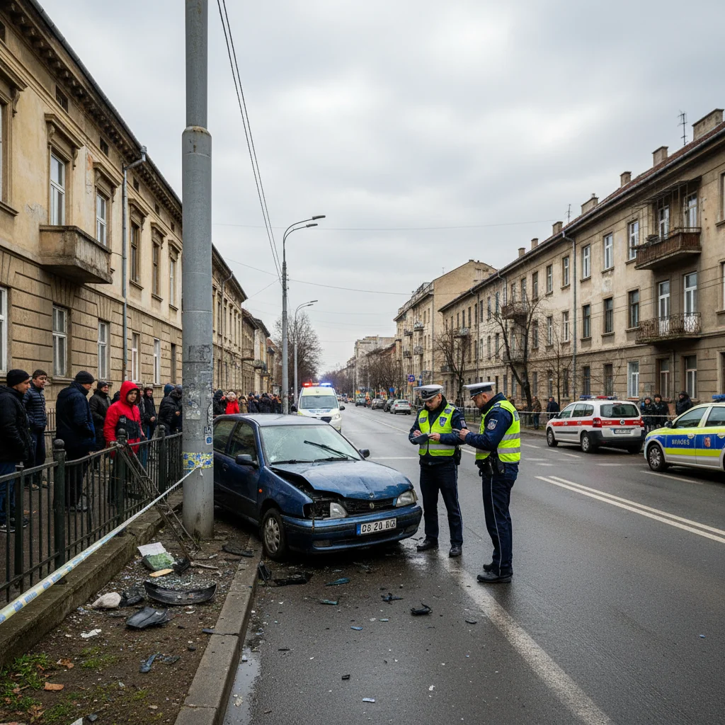 Șofer căutat după ce a lovit o mașină parcată și a fugit de la locul incidentului în Cluj-Napoca