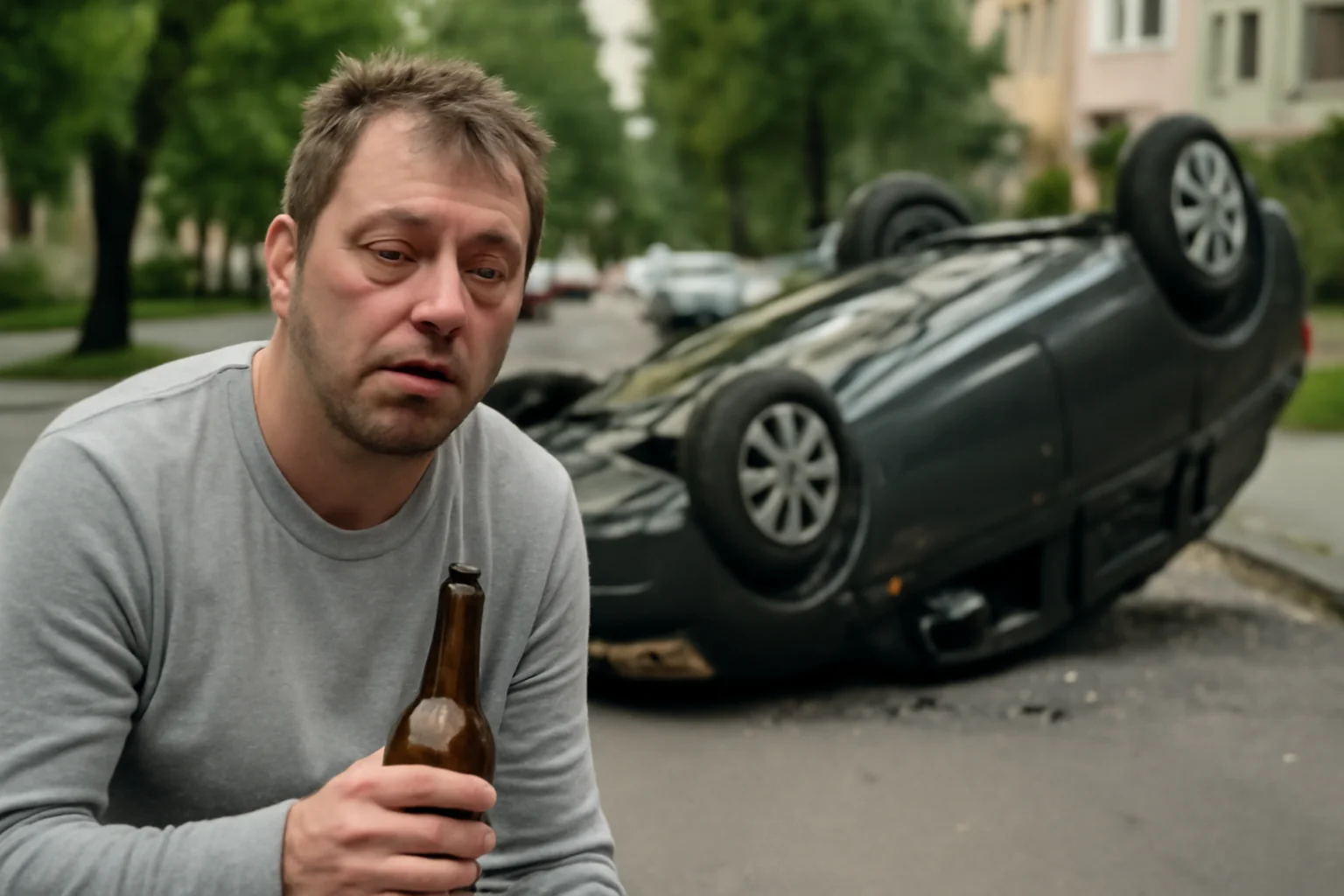 Șofer răsturnat pe strada Brașov: incident provocat de alcool