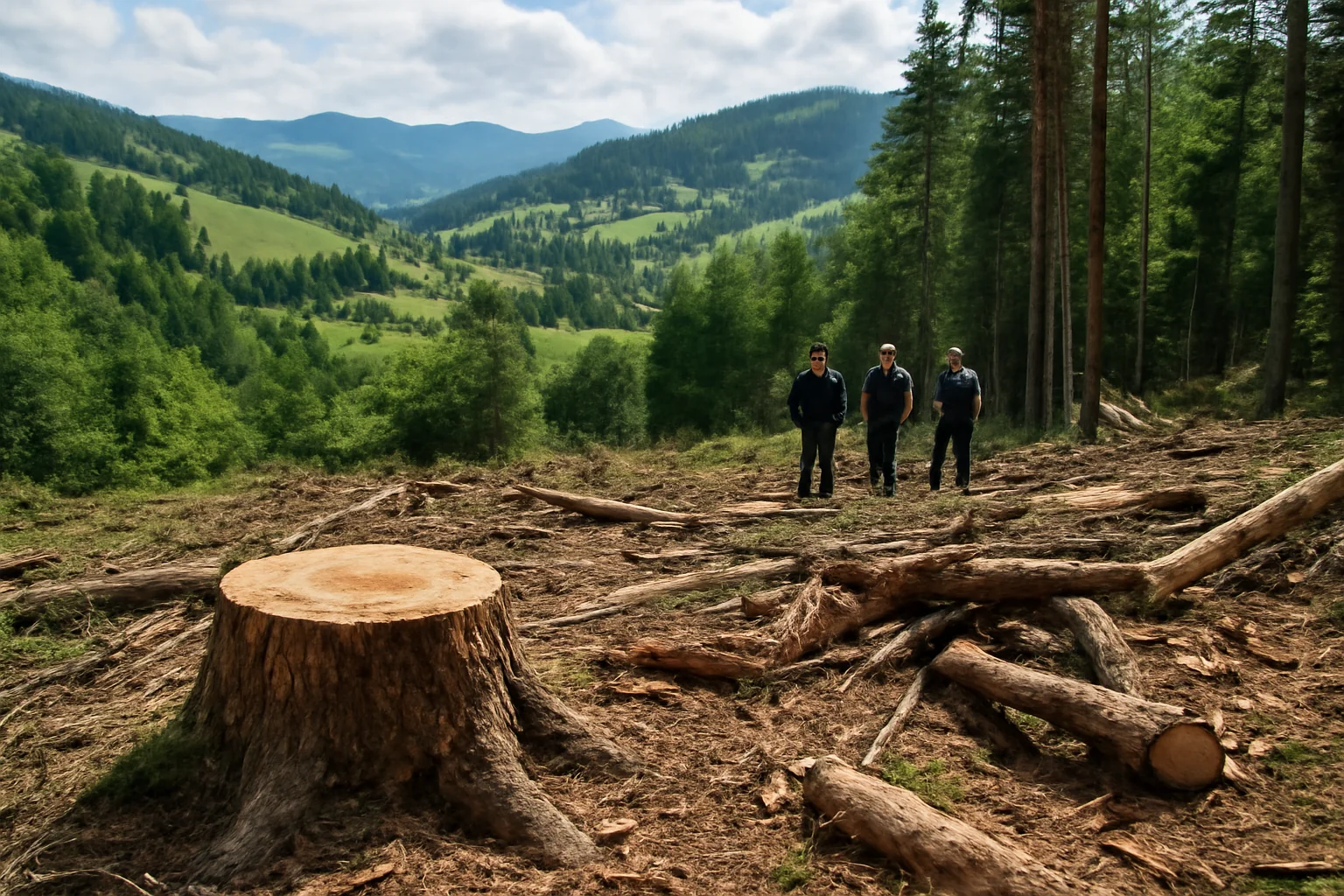 Tăieri Ilegale de Arbori într-un Peisaj Pitoresc din Măguri Răcătău - Trei Suspecți Sub Investigație!