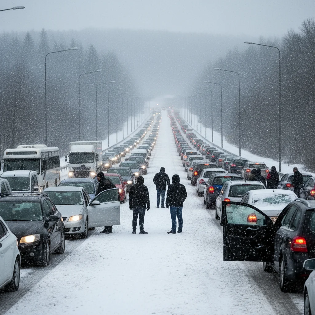 Trafic dat peste cap de ninsoare la Cluj-Napoca: ore de blocaj spre Florești