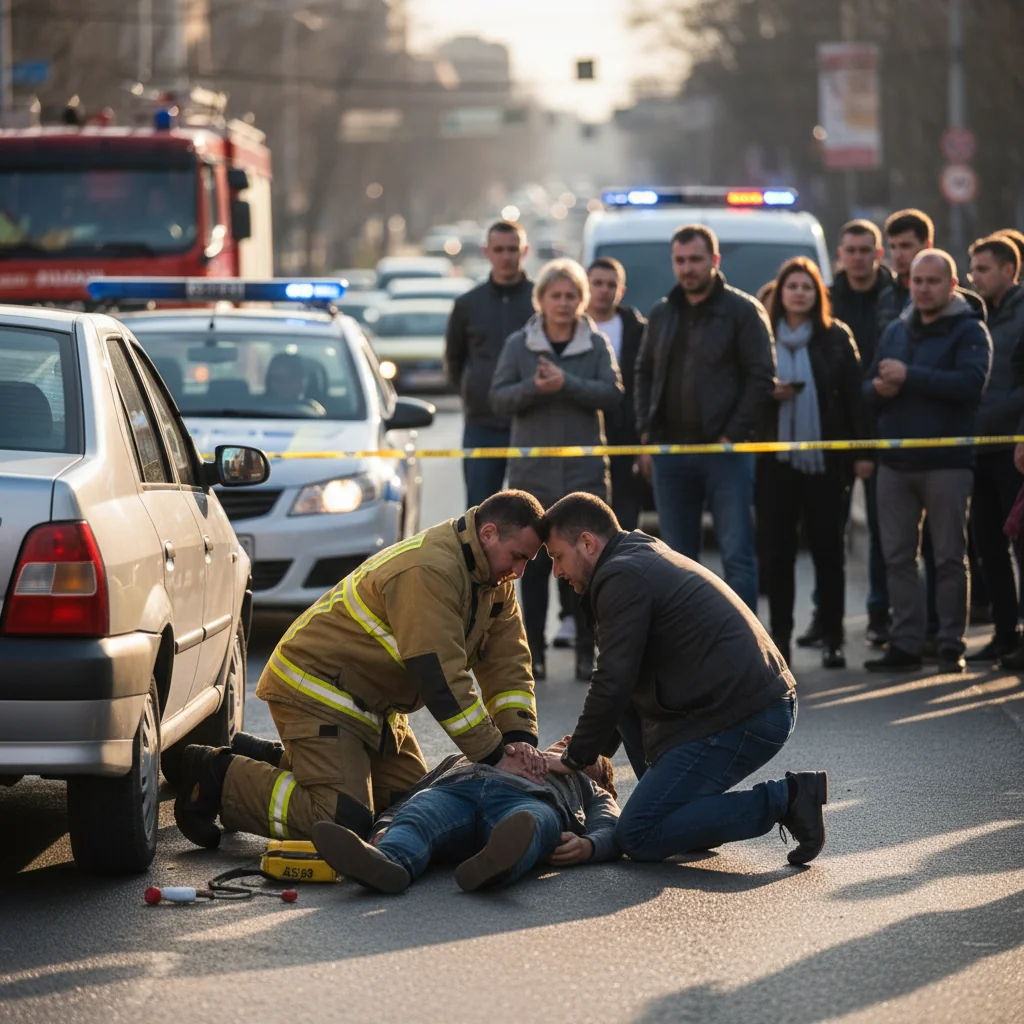 un șofer anonim și un pompier au resuscitat un bărbat aflat în stop cardiac