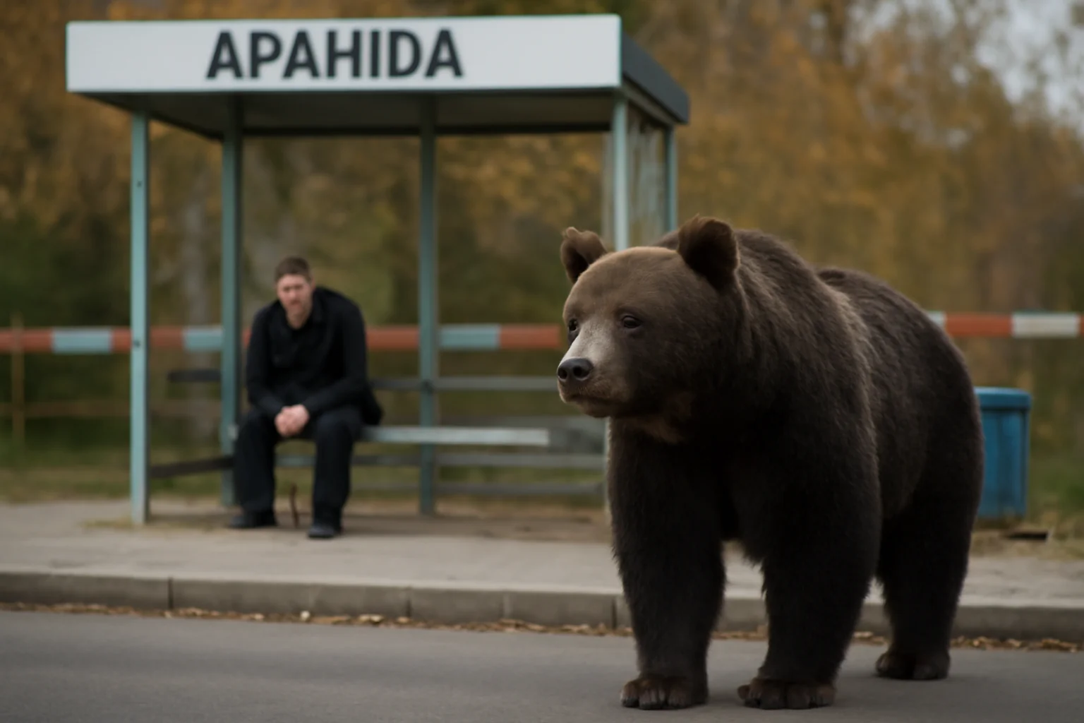 Urs surprins lângă o stație de autobuz din Apahida