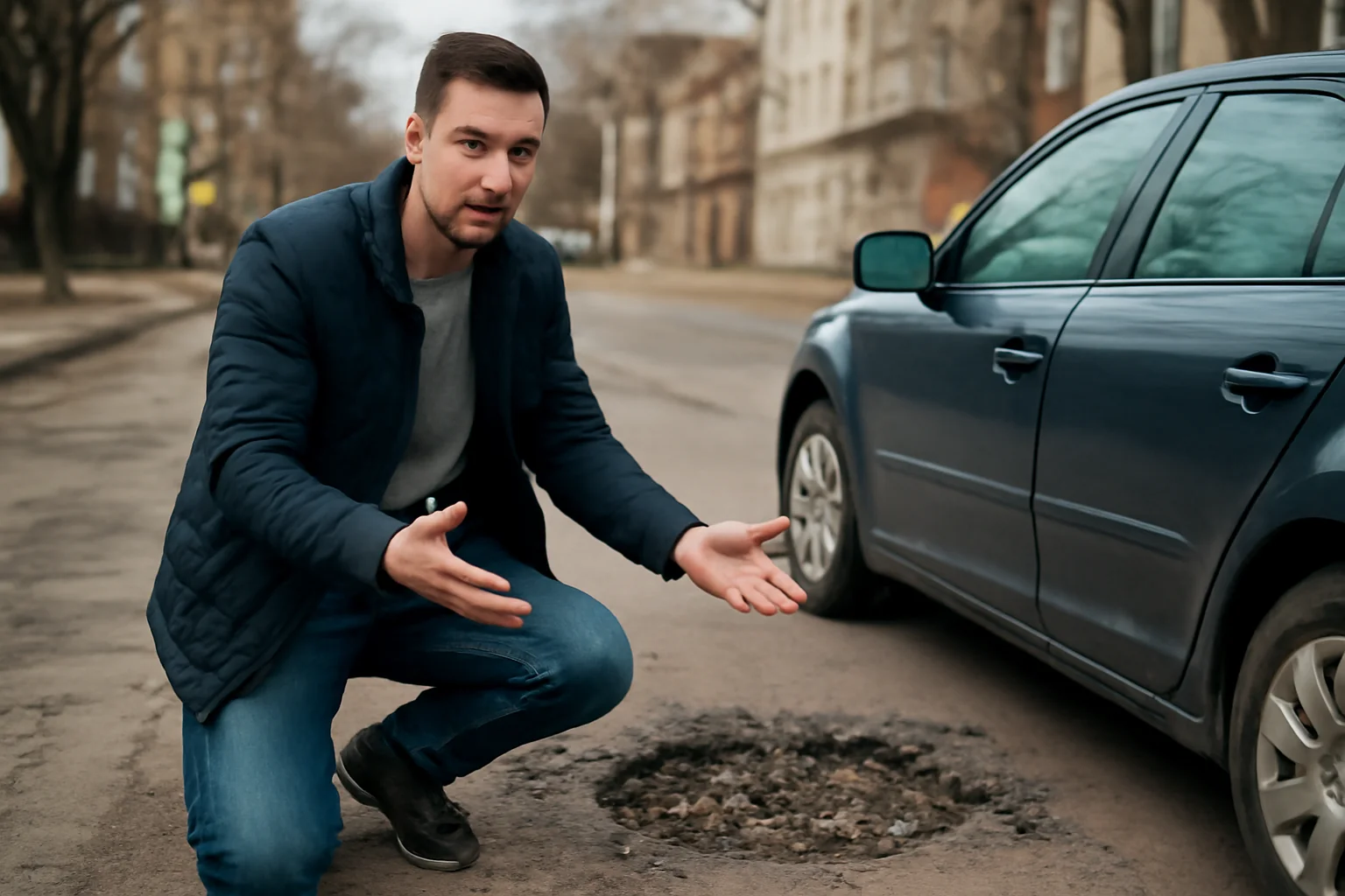 VIDEO. Șoferii din Dej își distrug mașinile în craterele din asfalt și reclamă pasivitatea Primăriei
